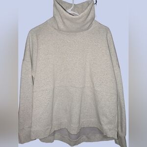 Athleta Sweater Women Large Gray Pullover Pockets Pullover Sweatshirt Cowl Neck